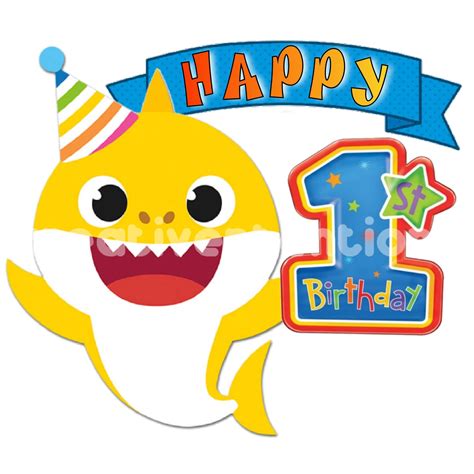 baby shark printable png invitation birthday cards logo  etsy