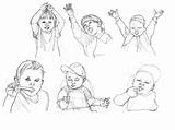 Waving Hands Drawing Children Hand Lineandwash Paintingvalley Drawings sketch template