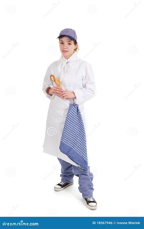 girl  cook stock photo image  costume standing