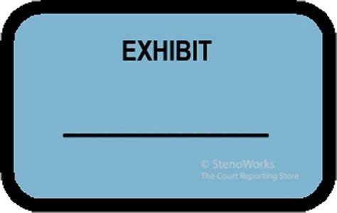 exhibit labels stickers blue   pack stenoworks  court reporting store