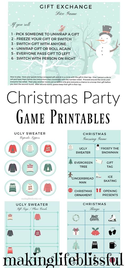 christmas party game printables making life blissful