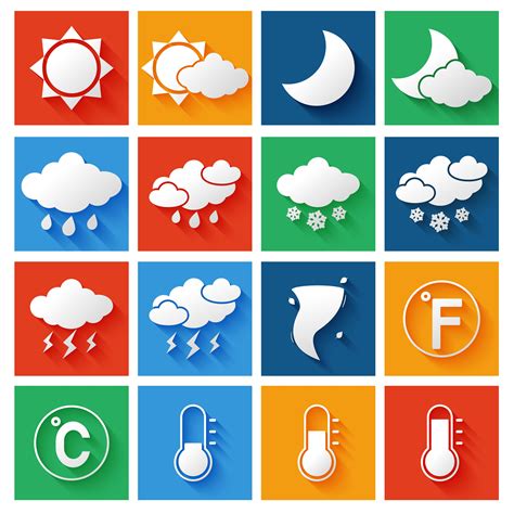 weather forecast icons set  vector art  vecteezy