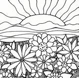 Coloring Pages Flower Garden Flowers Sun Printable Sheets Etsy Sheet sketch template