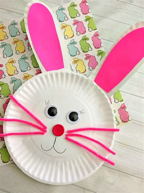 cute bunny paper plate craft  kids fun easter kids craft