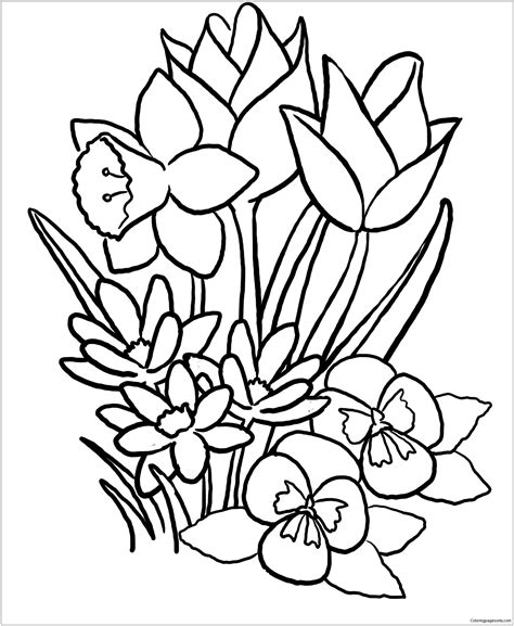spring flowers  coloring page  printable coloring pages