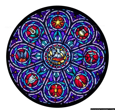 christian rose window religious stained glass window