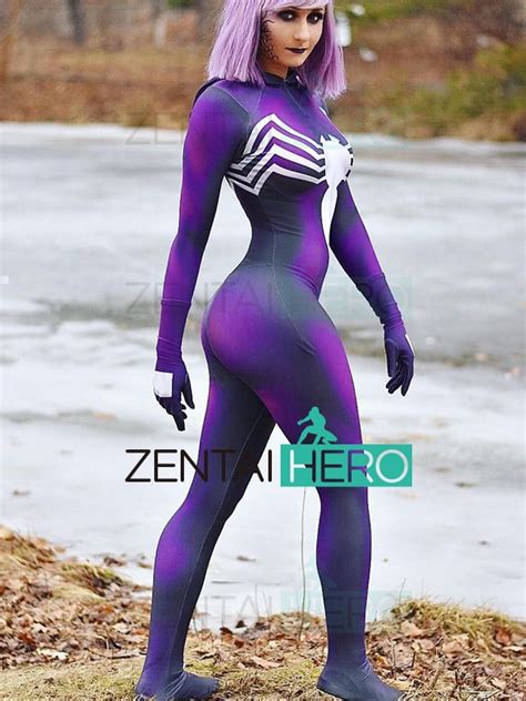 free shipping 3d printed purple symbiot spider man cosplay costume