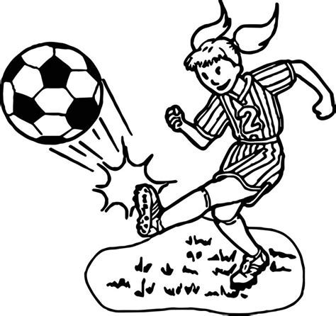 cool kid girl playing soccer playing football coloring page football