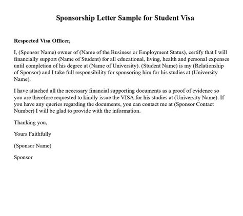 sponsorship letter ideas sponsorship letter visa letter sample  xxx