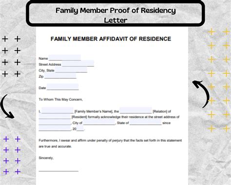 family member proof  residency letter family member proof