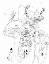Coloring Pages Trippy Mushroom Library Clipart Drawing Line sketch template