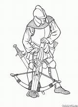 Coloring Spear Combatant Crossbow Warrior Pages Soldiers sketch template