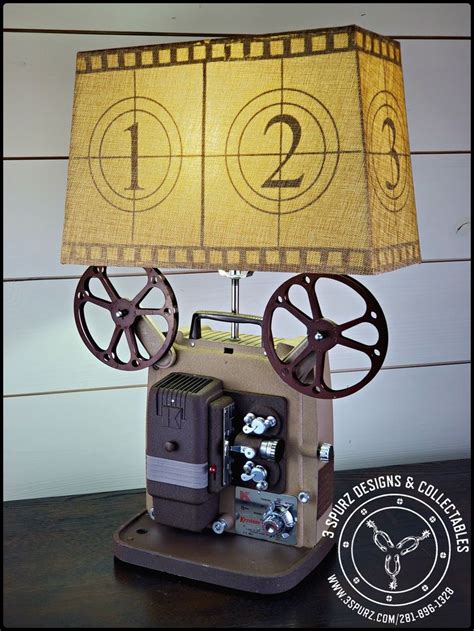 Vintage 8mm Projector Lamp With Custom Shade Camera Lamp Lamp