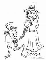 Witch Skeleton Coloring Pages Print Color Halloween Hellokids Lovely Online sketch template