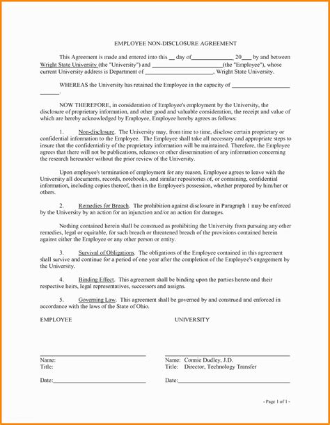 Simple Nda Template Free Of Non Disclosure Agreement Template