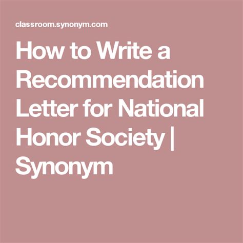 write  recommendation letter  national honor society