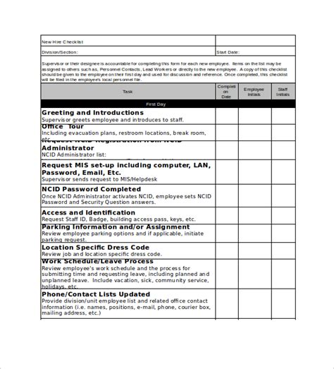 new employee orientation checklist excel planner