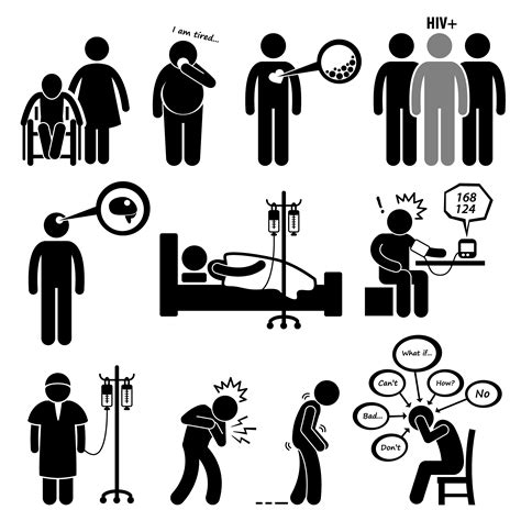 man common diseases  illness stick figure pictogram icon cliparts