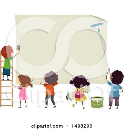 clipart   group  children posting  sign royalty  vector