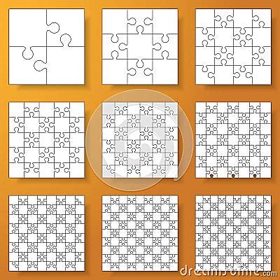 collection   sizes jigsaw puzzle stock vector image