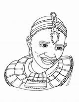 Africa Getcolorings Getdrawings Tribal König sketch template