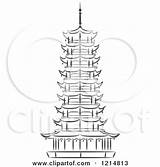 Pagoda Clipart Sketched Clipartof Rf sketch template