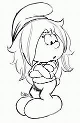 Smurf Smurfette Drawing Smurfs Drawings Coloring Line Getdrawings Popular Library Clipart sketch template