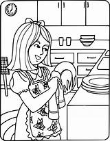 Dishes Girl Chores Wash Drawing Household Clipart Coloring Washng Sketch Template Chore sketch template