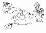 Penguins Coloring Madagascar Pages Funny Lemur Characters Little sketch template