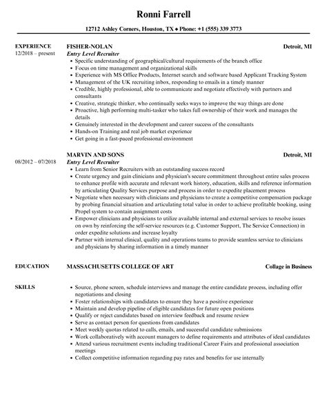 entry level recruiter resume samples velvet jobs