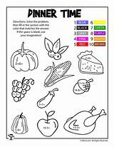 Coloring Math Thanksgiving Dinner Worksheets Kids Turkey Worksheet Woojr sketch template