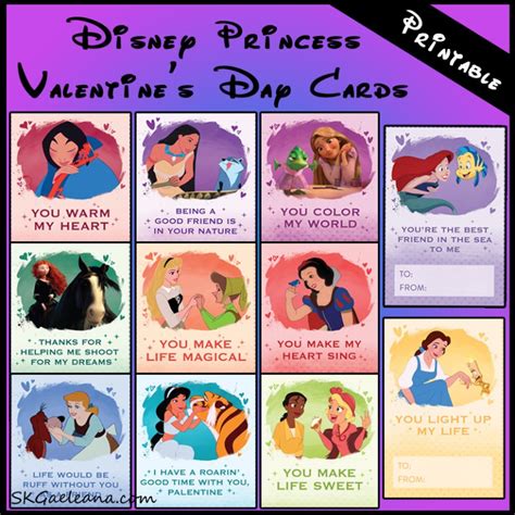 printable disney princess valentines day cards skgaleana