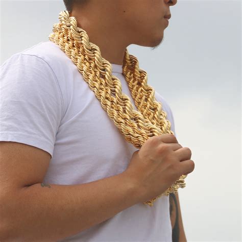 gold plated mm mm   rope chain blingkingstar  shipping