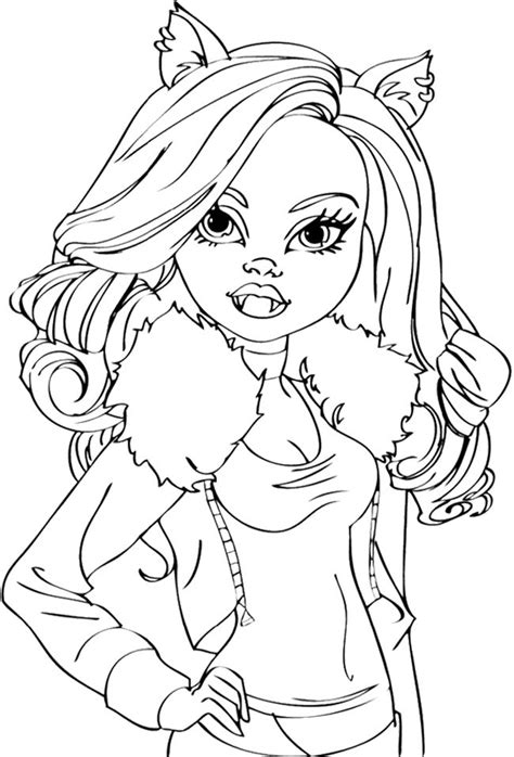 girl clawdeen wolf coloring page monster coloring pages cartoon