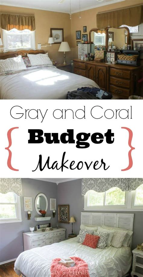 Gray And Coral Bedroom Makeover