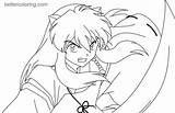 Coloring Inuyasha Pages Kids Printable sketch template