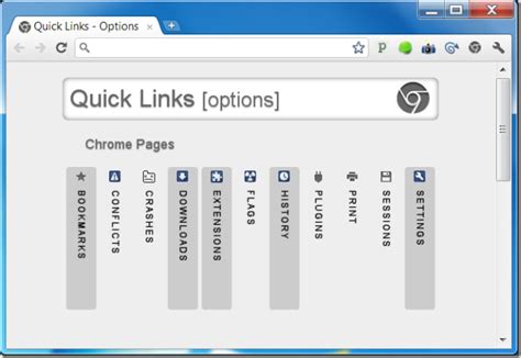 quick links  button access  chrome pages  favorite sites