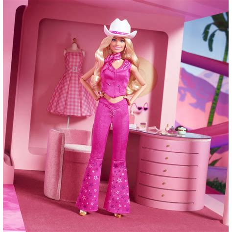 mattel barbie the movie margot robbie barbie in pink western outfit