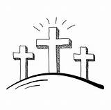 Clipart Crosses Cross Three Hill Vector Clip Illustrations Easter Stock Doodle Church Friday Background Drawing Illustration Graphics Vectors Mountain Icon sketch template