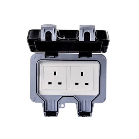 double uk standard electrical power sockets outlet grounded plug outlets ip weatherproof