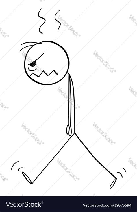 angry person walking cartoon stick figure vector image