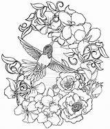 Coloring Pages Hummingbird Adults Flower Tattoo Adult Flowers Printable Metacharis Deviantart Hummingbirds Advanced Bird Print Drawing Birds Color Humming Mandala sketch template