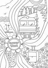 Coloring Time Adults Relax Stress Anti Travel Train sketch template
