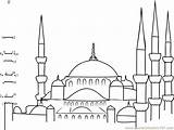 Blue Mosque Turkey Mosques Coloring Pages Dots Connect Worksheet Colouring Kids Masjid Template Ramadan Printable Sketch Dot Color sketch template
