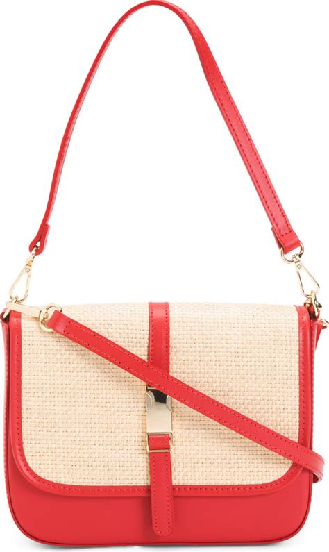 valentina fiore made in italy woven flap buckle leather crossbody