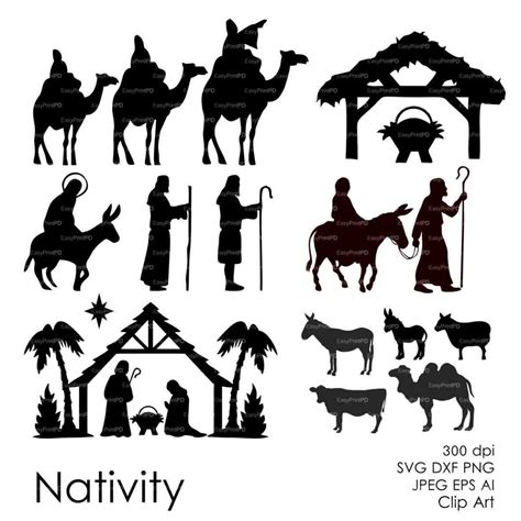 printable nativity silhouette customize  print