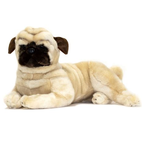 pug plush toy fawn pug soft stuffed animal dog lying pug dog plush soft toy