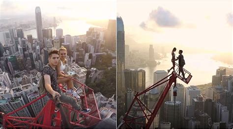 Video Russian Couple’s Daredevil Selfies Atop Hong Kong’s Highest