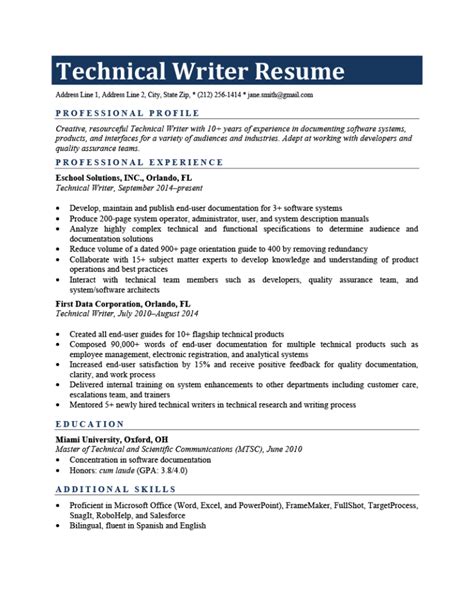 technical writer resume sample   write resume genius