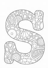 Coloring Pages Letter Letters Zentangle Colouring Adults Etsy Funky Alphabet Color Lettering Printable Sheets Print Flower Visit Mandalas sketch template